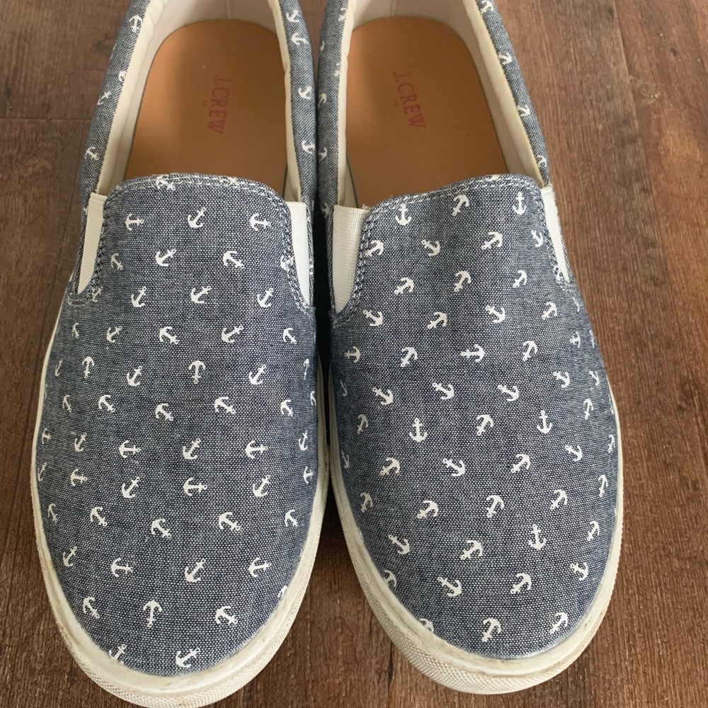 Women’s Size 9H-M J.Crew Slip on Sneakers Nautical Theme